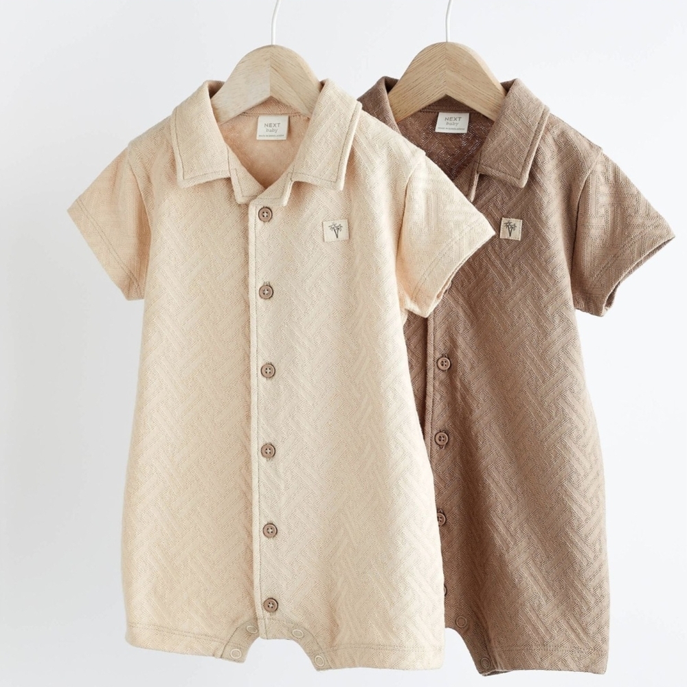 The Next Neutral Texture Baby Romper 12-18 Mths